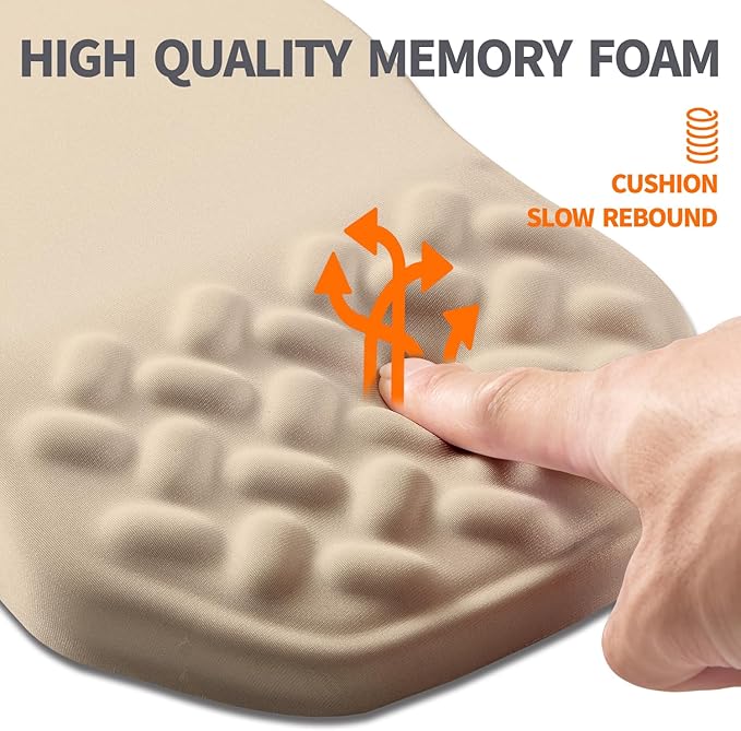 Armanza Ergonomic Slope Mouse Pad Wrist Support, Wrist Rest Mousepad for Carpal Tunnel Pain Relief with Massage Bulge and Slow Rebound Memory Foam (12x8 inch, Apricot)