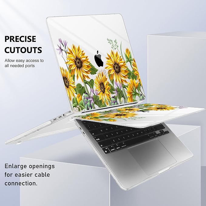 Lepeoac for MacBook Pro 16 inch Case 2019 2020 Release Model A2141, Plastic Hard Shell Cover with Keyboard Cover & Screen Protector for MacBook Pro 16 inch with Touch Bar & Touch ID, Sunflowers