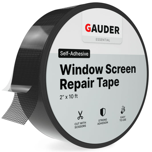 GAUDER Fly Screen Repair Tape - Insect Screen Repair Set Made from Fiberglass Self-Adhesive - Patch for Door, Porch Door and Window (10 ft x 2 inches - Black)