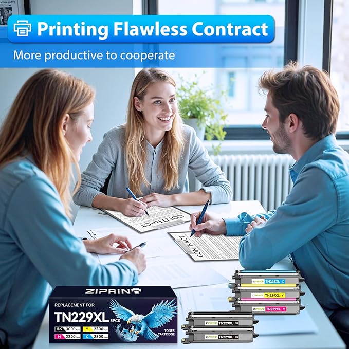 ZIPRINT TN229XL TN229 Toner 5 Pack Compatible Replacement for Brother TN229 TN229XL Toner Cartridges for MFC-L3780CDW HL-L3280CDW MFC-L3720CDW HL-L3220CDW HL-L3300CDW HL-L3295CDW Printer