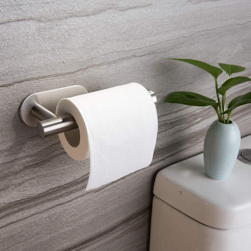 YIGII Toilet Paper Holder Self Adhesive - Adhesive Toilet Roll Holder no Drilling for Bathroom Stainless Steel Brushed