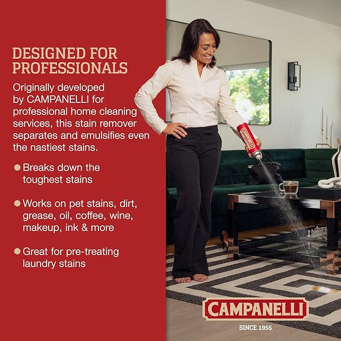 Campanelli Pro Series Stain Remover Point & Spray Carpet & Upholstery Cleaner for Pet Stains & Odors, Food Stains, Wine, Coffee, Dirt and More! â 2 Pack (18oz Each)