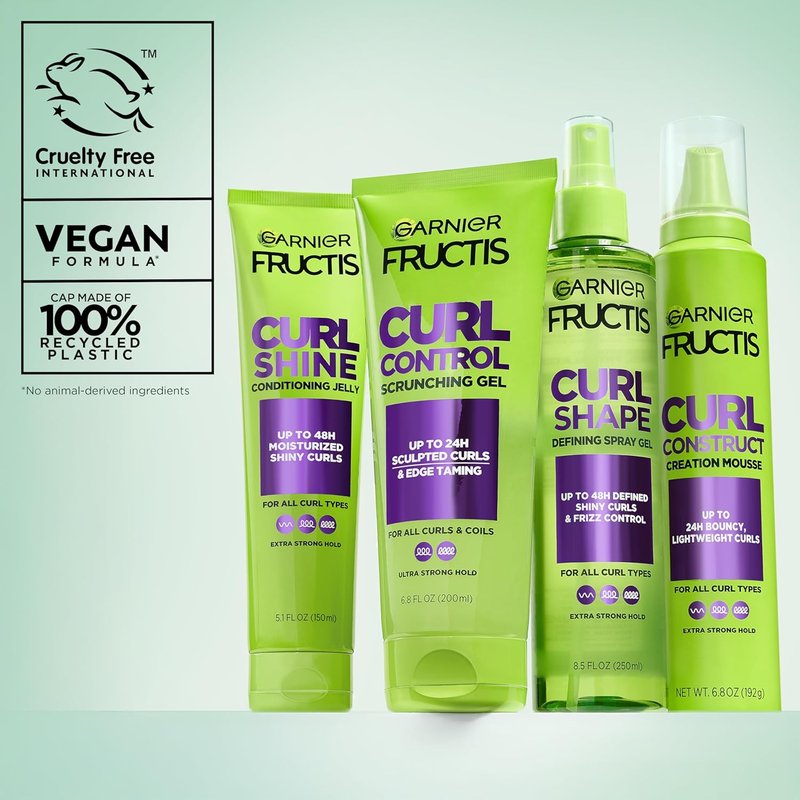 Garnier Fructis Curl Shape Defining Spray Gel - Strong Hold Frizz Control for Curly Hair | 8.5 fl oz, 3 Pack