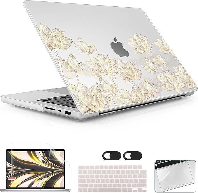 Lepeoac Case for MacBook Pro 16 inch Case 2026-2021 | M5 A3429 A3428 M4 M3 M2 M1 Pro/Max | Protective Hard Shell Laptop Cover with Screen Protector & Keyboard Cover | Lotus