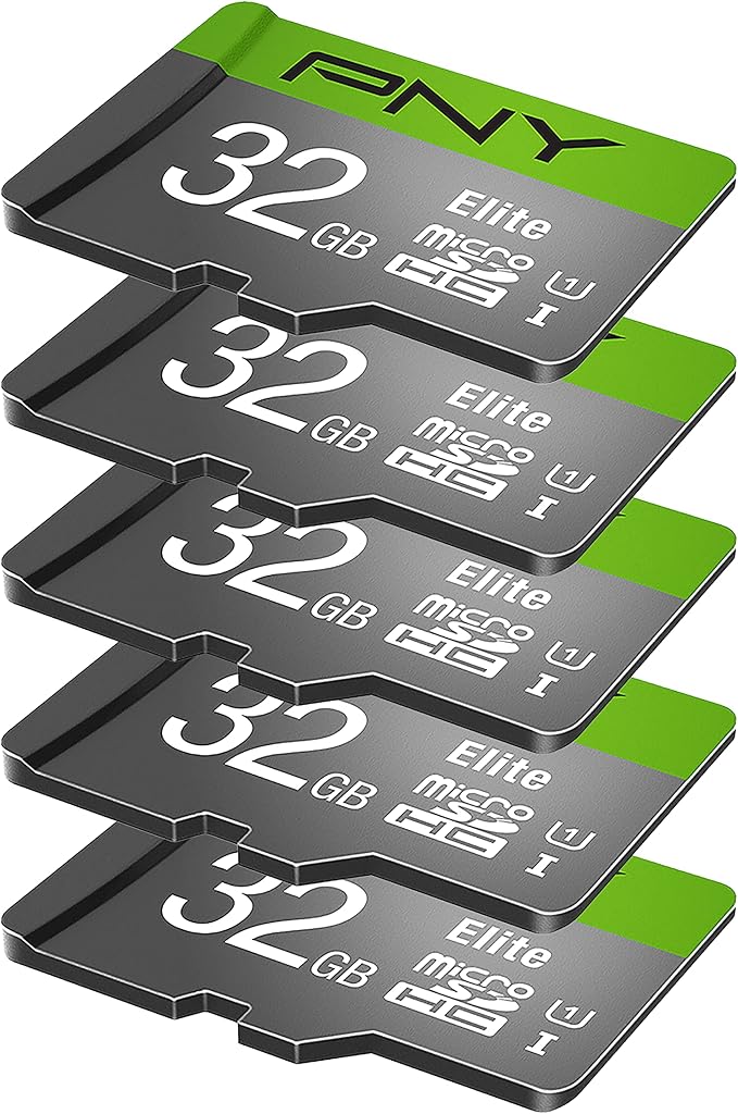 PNY 32GB Elite Class 10 U1 microSDHC Flash Memory Card - 100MB/s, Full HD, UHS-I, Micro SD, 5 Count (Pack of 1)