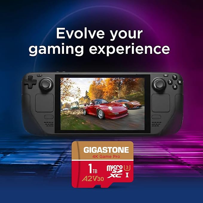 【for Switch 1 Only】 GIGASTONE 1TB Micro SD Card, 4K Game Pro, MicroSDXC Memory Card for Gaming Console, Action Camera, UHD Video, up to 150/130 MB/s, UHS-I U3 A2 V30 C10【5-Years Data Recovery】