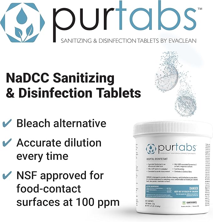 3.3 gram Sporicidal NaDCC Tablet Disinfectant - Multipurpose, Sporicidal, Concentrated Dissolving Tabs for Bulk Solution, Use with Protexus Electrostatic Spayers, Case of 6 Packs