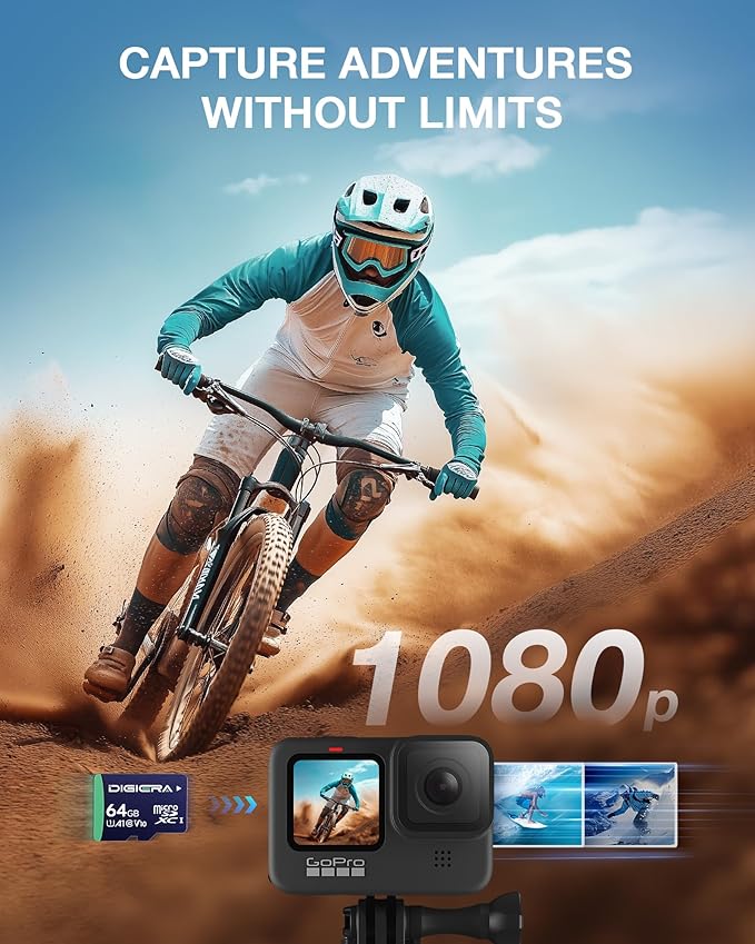 DIGIERA 64GB CT100 microSDXC UHS-I Memory Card with Adapter - up to 100MB/s, C10, U1, V10, Full HD, A1, Micro SD Card for Smartphones, Tablets, Cameras, Gaming Consoles, and Drones (2 Pack)