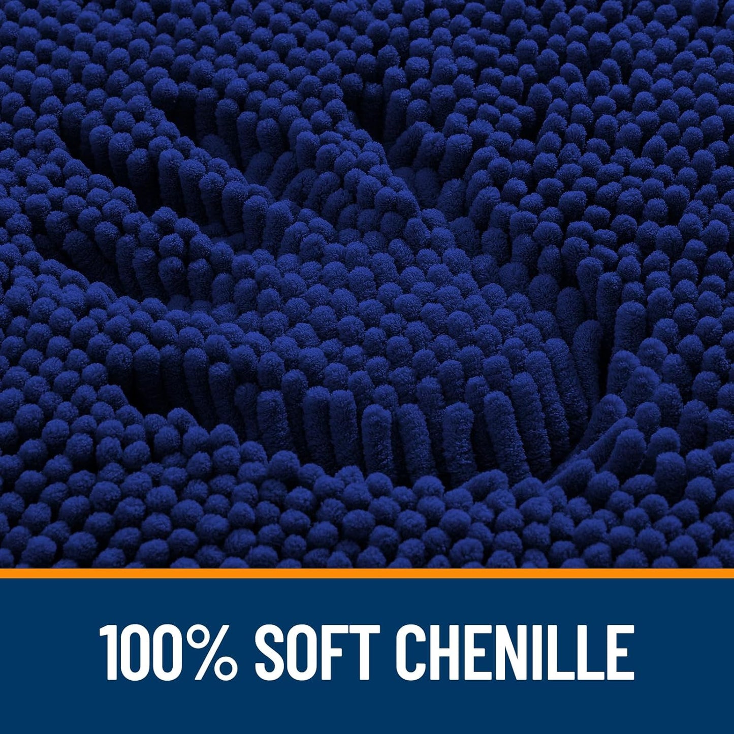 OLANLY Large Bathroom Rugs - Extra Soft Chenille Bath Mats, Quick Dry & Machine Washable, Navy 59x35
