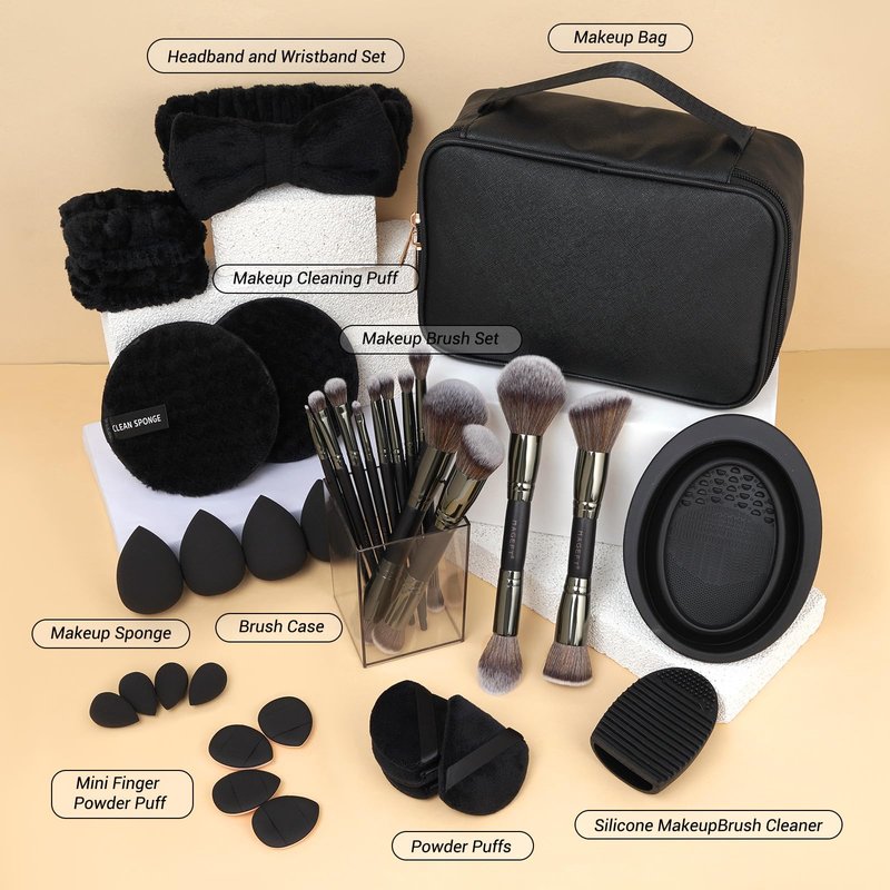 MAGEFY Makeup Brushes 37 Pcs Makeup Kit, Multi-functional Makeup Tool Set with Double-End Powder Blush Eyeshadows Brush Make up Brushes Set Bag,Pink