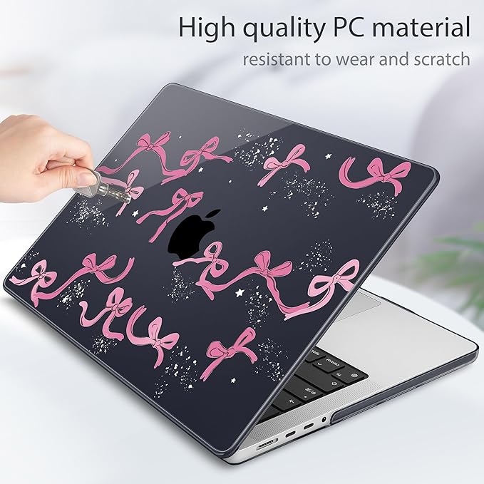 Tuiklol for MacBook Pro 14 Inch Case 2026 2025 2024 2023 2022 2021 Release M5/M4/M3/M2/M1 A2442 Pro/Max,Hard Shell Case with Screen Protector for Touch ID, Bow-2