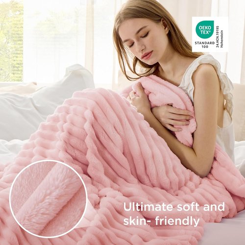 Bedsure GentleSoft Pink Throw Blanket - Cozy Fleece for Women | Perfect Gift for Teen Girls, 50x60 Inches
