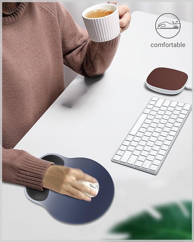 Laborio Ergonomic Mouse Pad with Wrist Rest, Large Mousepad(10.6'' x 9''), Wrist Support Mouse Mat with Non-Slip Base, Pain Relief for Laptop & Computer(Gradient Blue Black)