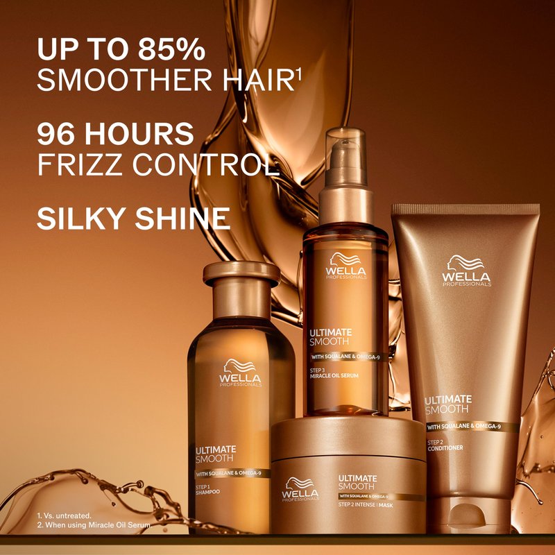 Wella Professionals ULTIMATE SMOOTH Shampoo for Dry, Dull & Frizzy Hair | With Squalane & Omega 9 | 8.4 Fl Oz