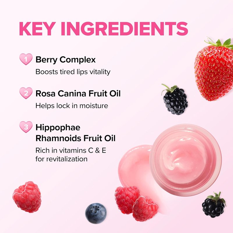 Klavuu Lip Mask – Overnight Hydrating Korean Lip Balm for Dry, Chapped Lips | Berry Exfoliating Treatment (0.7oz)