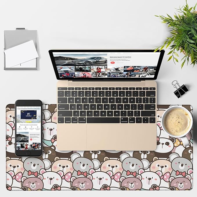 NITAHHHY Gaming Desk Pad Large Extra Length Panda and Koala Mouse Pad Keyboard Laptop Non-Slip Waterproof with Rubber Base Thick Stitched Edge Mouse Mat for Office Home 35.4 x 15.7 Inches
