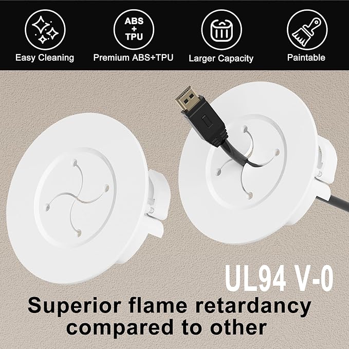 YCLYC Cord Hider for Wall Mounted TV, in Wall Cable Management Kit for Large Capacity, Wall Cable Hider Behind The Wall, Cable Raceway White Includes Hole Saw Dril Attachment - 2 Pass Locking Brackets