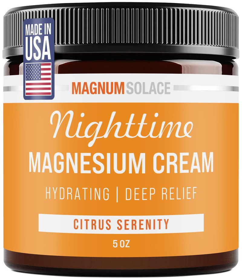 Magnum Solace Nighttime Magnesium Cream – Soothing Relief & Relaxation, Highly Concentrated Magnesium for Muscles & Joints – Apply to Legs or Feet Before Bed – Skin-Friendly