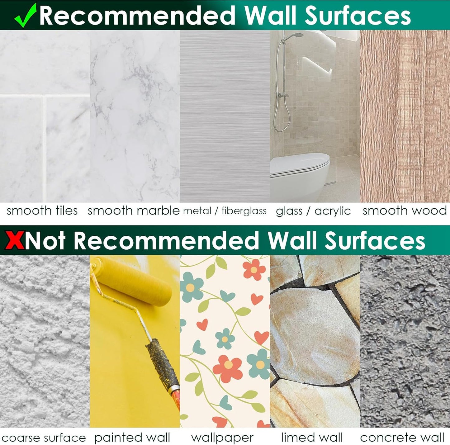 Shower Caddy Adhesive Replacement Stickers Sticker Shelf Basket Strips Suction Hooks Large Strong Hook for Bathroom Storage Corner Transparent Shelves Wall Mount 2 Hooks 6 1/2"