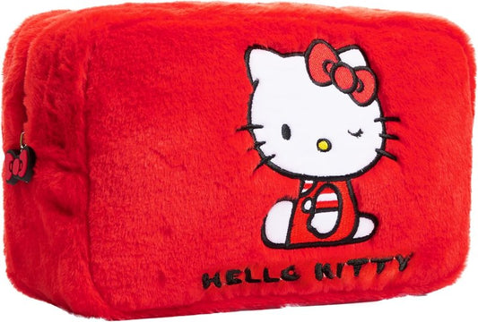 Cute Makeup Bag - Hello Kitty Fluffy Kawaii Travel Cosmetic Bag for Women & Teens | Perfect Gift Idea