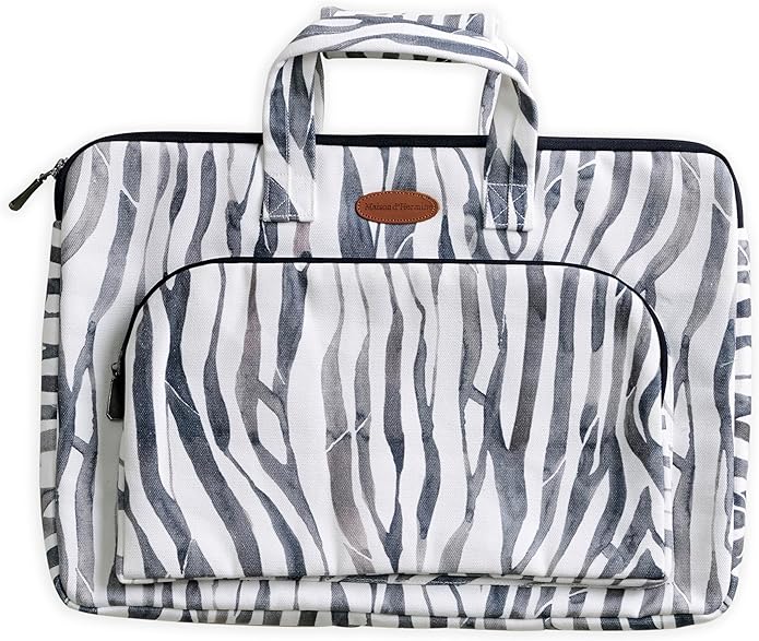 Maison d'Hermine Laptop Bag with Pocket Upto 15.5 inch Stain and Water Repellent Cotton Canvas Spring Summer (Zebra)