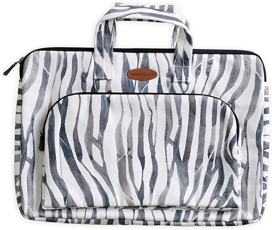 Maison d'Hermine Laptop Bag with Pocket Upto 15.5 inch Stain and Water Repellent Cotton Canvas Spring Summer (Zebra)