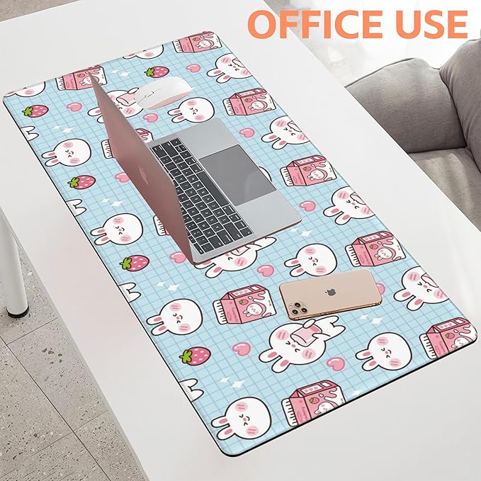 NIYLYNSYN Mouse Pad Large Milk Box with Rabbit Non-Slip Gaming Desk Mat with Stitched Edge Laptop Keyboard Desk Pad for Work Home Gaming (35.4 x 15.7 Inches)