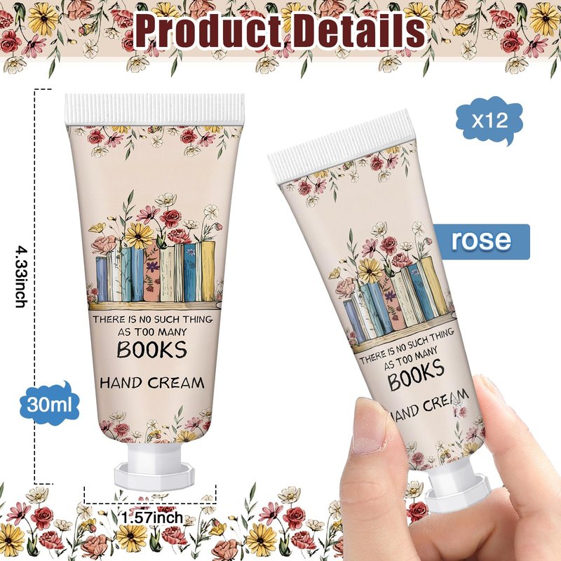 Leelosp 12 Pcs Book Club Gift Bulk Mini Hand Cream Travel Size Lotion Book Lover Gift for Women Member for Dry Cracked Hands