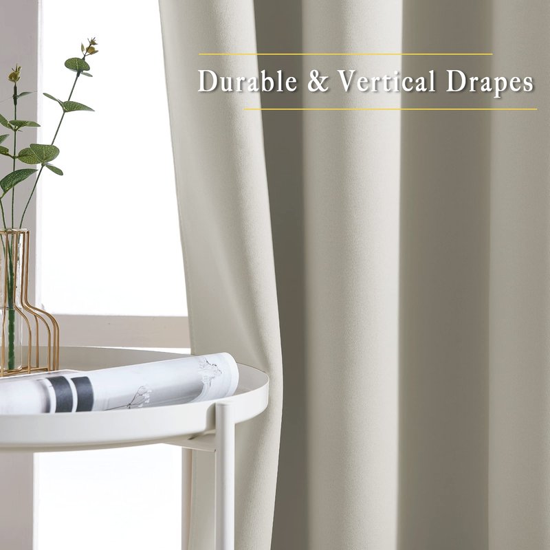 NICETOWN Room Darkening Room Divider Curtains 118 inches Long, Grommet Thermal Window Treatments Sound Reducing Drapes for Sliding Glass Door, Natural, W66 x L118, 2 Pieces