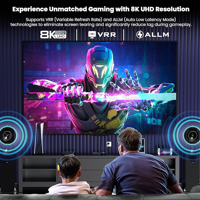 HDMI 2.1 Switch 4 in 1 Out 8K@60Hz 4K@120Hz, 4 Ports HDMI Switcher Splitter Selector with Remote, Support HDCP 2.3 HDR 10+ Dolby Vision/Atmos 48Gbps CEC for Apple TV Game PC PS Pro Xbox Roku