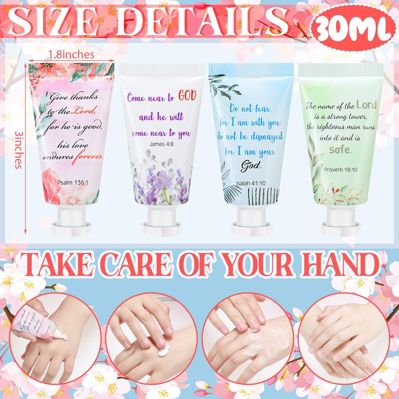Landhoow 36 Pack Christian Hand Cream Bulk for Women Travel Hand Lotion Set Religious Bible Verse Gifts for Church Prayers School Teacher Wedding Anniversary Birthday