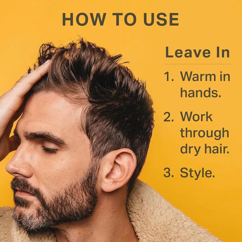 Leave In Conditioner Cream for Men - Dual-Use Styling & Hydration | Restores Dry Hair, Bourbon Cedar Scent, 16 oz
