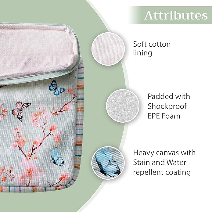Maison d'Hermine Laptop Bag with Pocket Upto 15.5 inch Stain and Water Repellent Cotton Canvas Spring Summer (Blossoms in Spring)