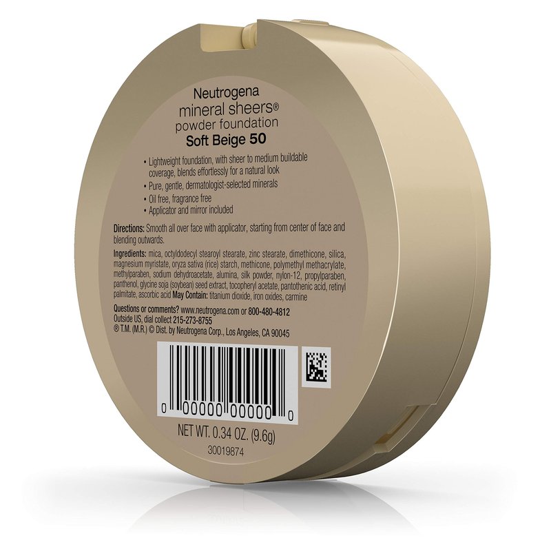 Neutrogena Mineral Sheers Powder Foundation, Soft Beige 50, 0.34 Ounce