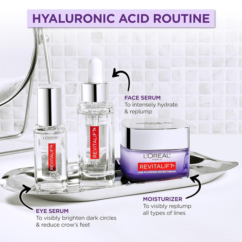 L'Oreal Paris Revitalift Hyaluronic Acid Face Serum - Hydrate & Reduce Wrinkles | Fragrance-Free 1.7 oz