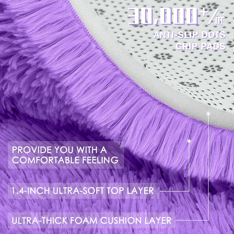 OLANLY 2x5 Machine Washable Runner Rugs for Hallway, Soft Fluffy Shaggy Bedside Rugs for Bedroom, Living Room, Indoor Floor Carpet for Kids Girls and Boys, Nursery Rooms, Home Decor Aesthetic, Purple