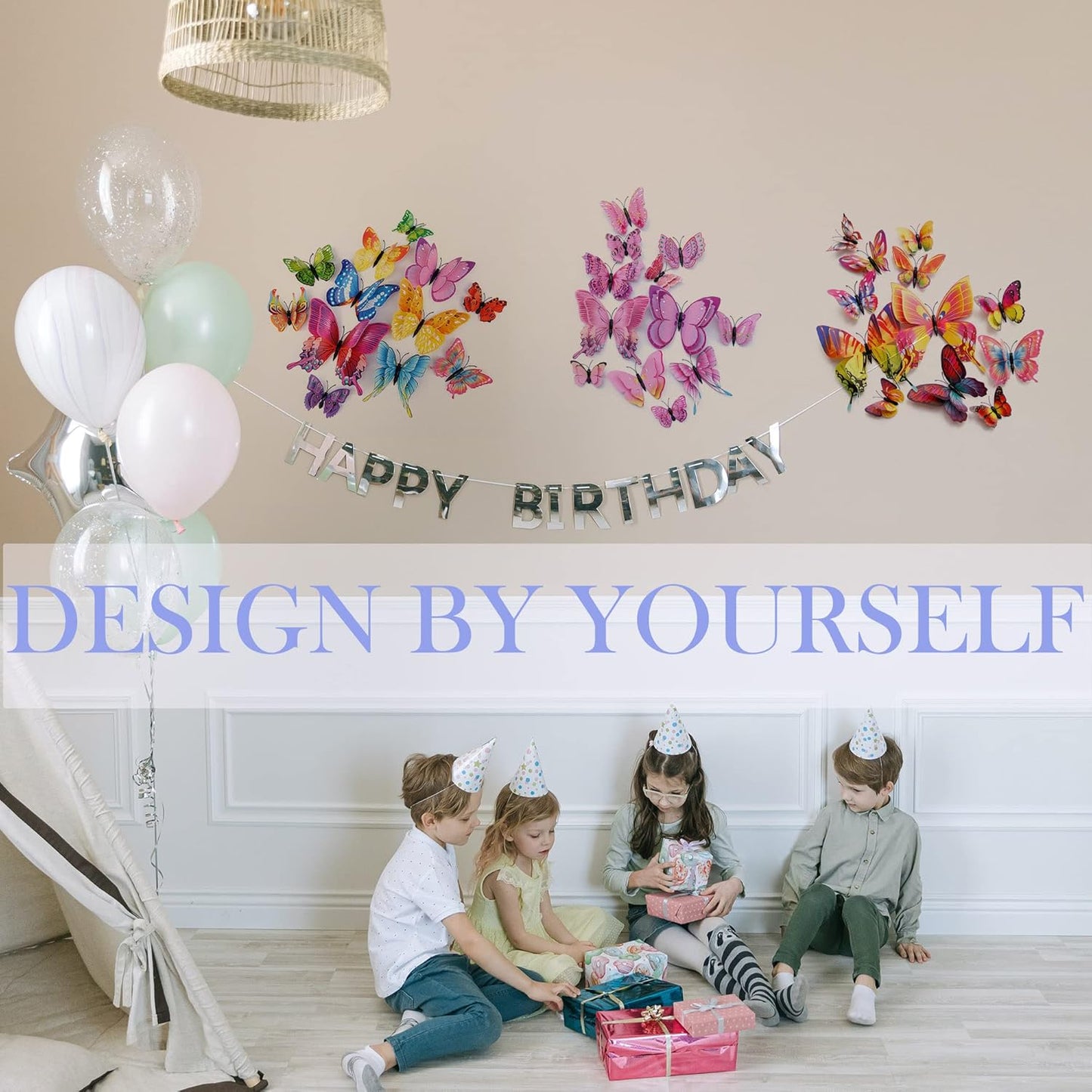 OPSEAM 3D Butterfly Wall Decor - 72 PCS Pink Butterfly Stickers with Magnets for Party Decorations