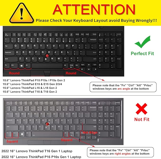 Colorful Keyboard Cover for 15.6" Lenovo ThinkPad E15 Gen 4/3/2 T15 T15p T15g L15 Gen 2 1 P51s P52 P52s P53 P72 P73/ThinkPad E580 E590 E595 L580 L590/ThinkPad T570 T575 T580 T590, Rainbow