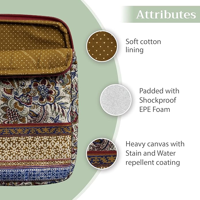 Maison d'Hermine Laptop Bag with Pocket upto 13.5 inch Stain and water repellent Cotton canvas Valentines Day Gifts - Jaipur