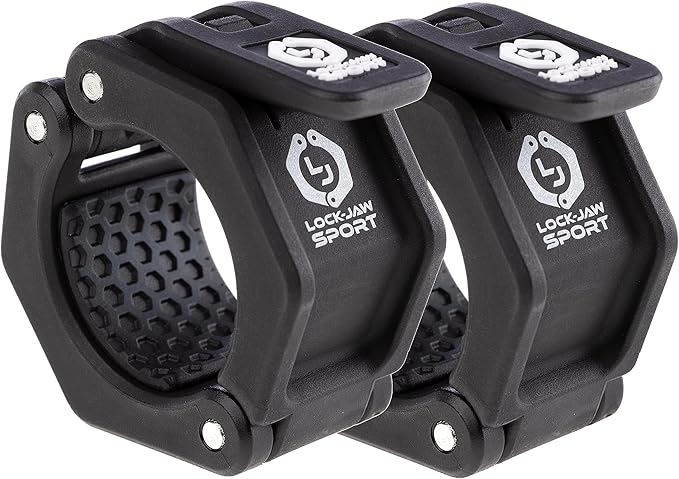 Lock-Jaw Barbell Collars Sport Olympic Barbell Clamps 2 Pcs – Heavy Duty Bar Clamps for 2” & 50mm Olympic Bars – Secure Weight Bar Clamps for Strength Training & Home Gym Accessories – Black