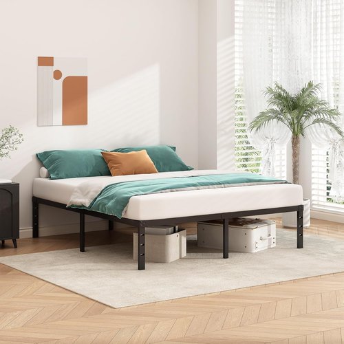 HLIPHA Metal Platform Bed Frame - 14 Inch Tall Full Size | Heavy Duty Support Slats, Easy Assembly, Black