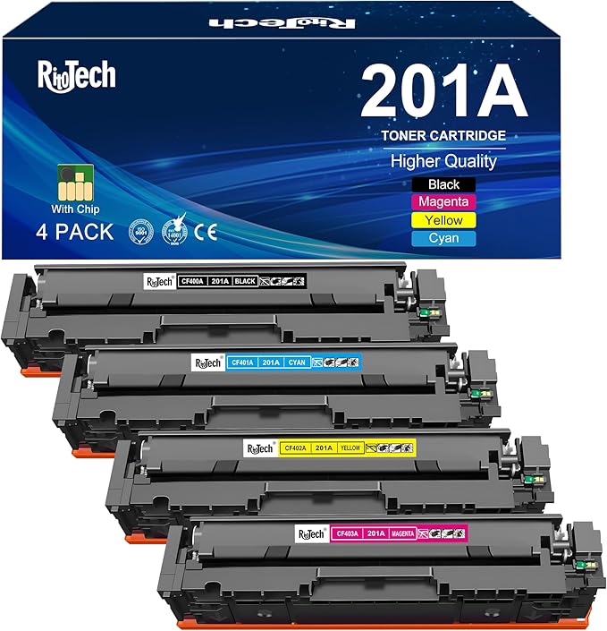 RitoTech 201A 201X Toner Cartridge 4-Pack Compatible for HP Color LaserJet Pro M252dw M252n MFP M277dw M277n M277c6 M274n, Black Cyan Yellow Magenta