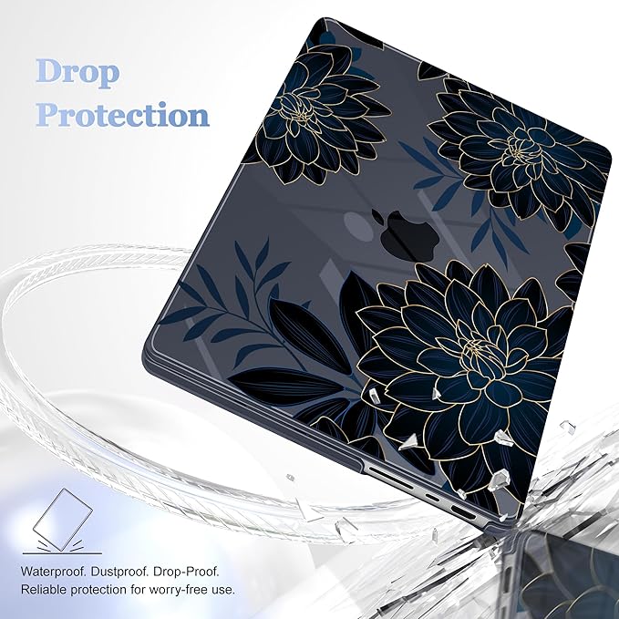 Lepeoac for MacBook Pro 16 inch Case M1 M2 M3 M4 M5 Pro/Max with Liquid Retina XDR, Release 2021-2025 2026 A3429 A3428, Hard Shell Case with Screen Protector & Keyboard Cover, Flower Dahlia