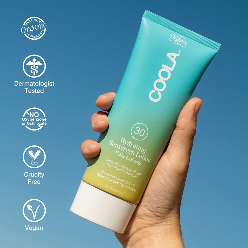 COOLA Organic Sunscreen SPF 30 Sunblock Body Lotion, Dermatologist Tested Skin Care for Daily Protection, Vegan and Gluten Free, Piña Colada, 5 Fl Oz