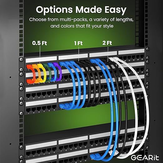 GEARit Cat 6 Ethernet Patch Cable 15 ft White (10 Pack) Cat6 Patch Cables 15ft White/Ethernet Patch Cable, 10Gbps 550MHz 24AWG Pure Copper, Snagless, Gold Plated RJ45 for Router, Server, Router, PC
