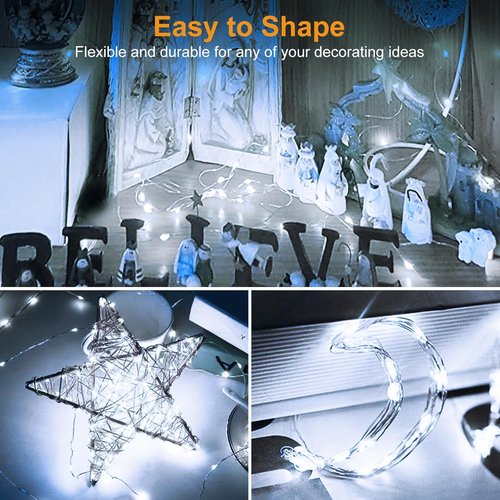 Btfarm 30 Pack LED Fairy Lights - Battery Operated Twinkle Lights with 3 Modes | 7FT Silver Wire for Mason Jars & Parties, Cold White