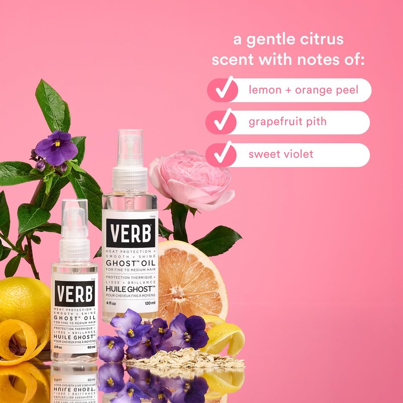 VERB Ghost Oil, 2 fl oz- Weightless Hair Oil for Fine to Medium Hair – Smooths Frizz, Adds Shine – No Parabens, Gluten or Harmful Sulfates, (Pack of 2)