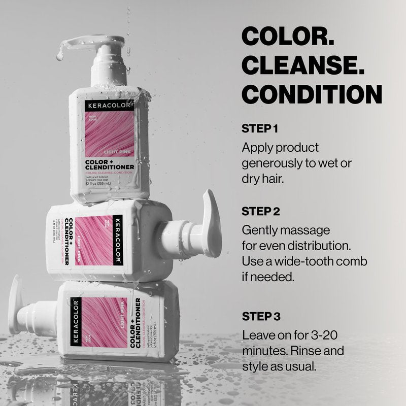 Keracolor Clenditioner LIGHT PINK Hair Dye - Semi Permanent Hair Color Depositing Conditioner, Cruelty-free, 12 Fl. Oz.