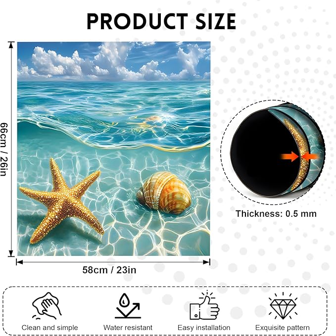 NYZE Dishwasher Magnets Cover, Dishwasher Magnetic Sticker Decorative, 23 x 26 Inch Reusable Dish Washer Cover for Dishwashers (Starfish & Seashell)