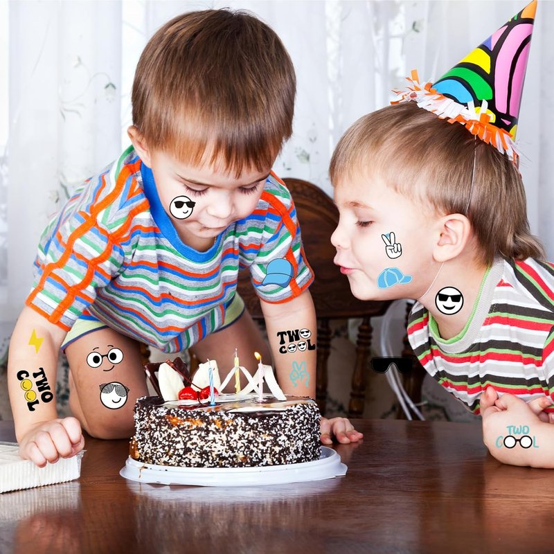 Temporary Tattoo Stickers - 96Pcs Black, Yellow & Blue Designs | Perfect for Birthday Parties & DIY Crafts